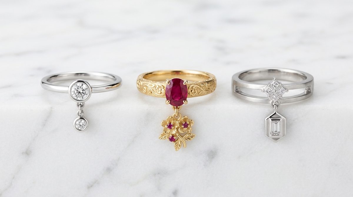 bague avec pendentif — image 1