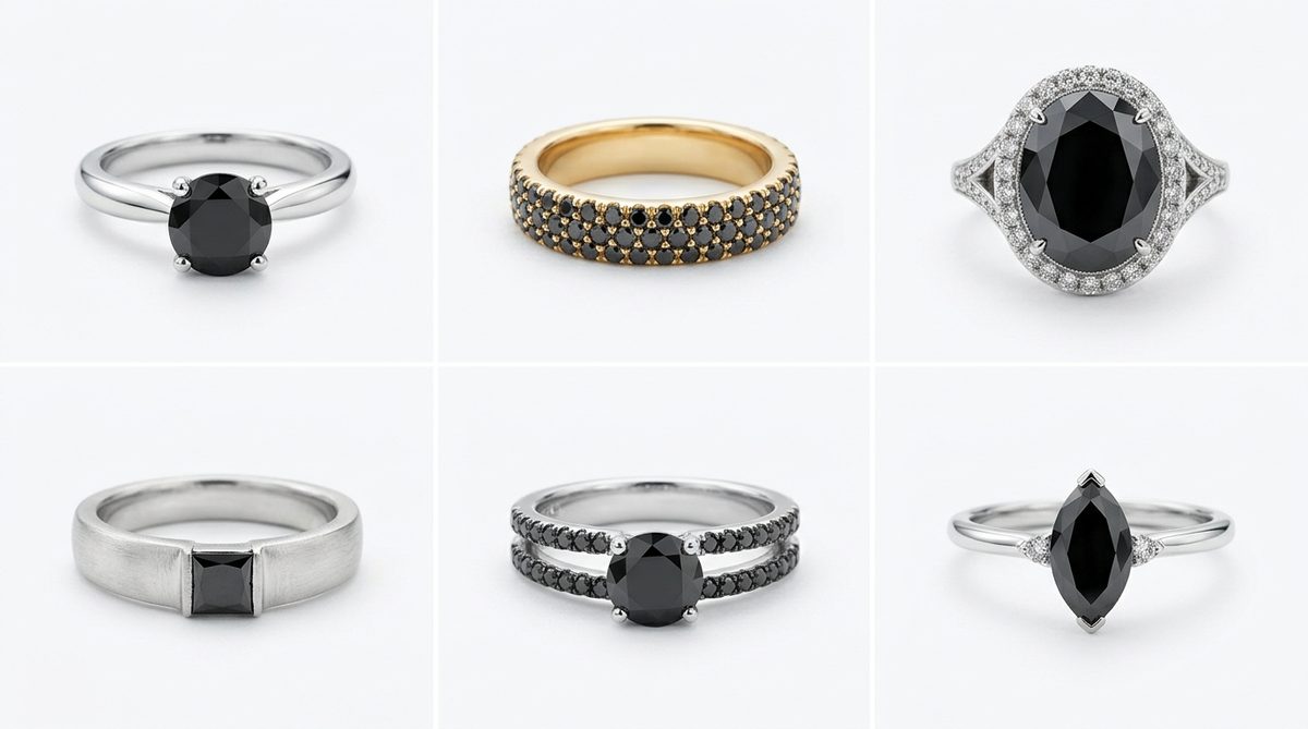 bague en diamant noir — image 1