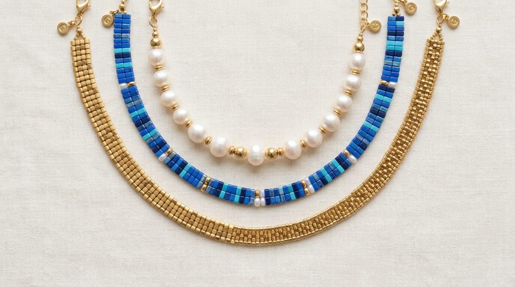 Bracelets Perles Plates : Collection Femme Haute Qualité