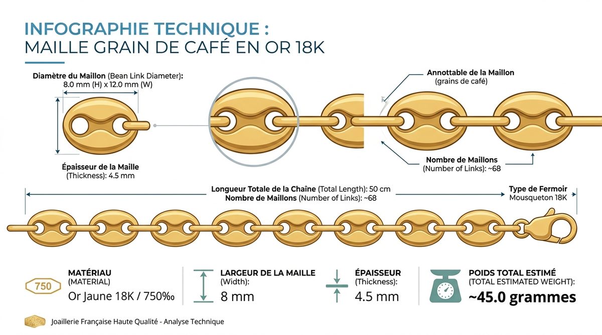 chaine grain de café or — image 1
