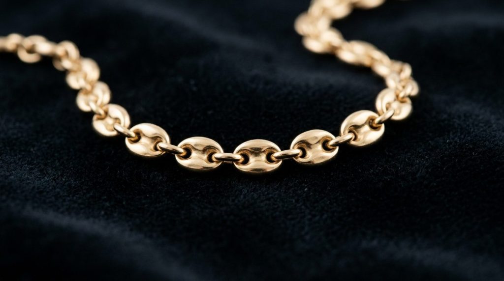 Chaîne grain de café or : maille or massif 18 carats