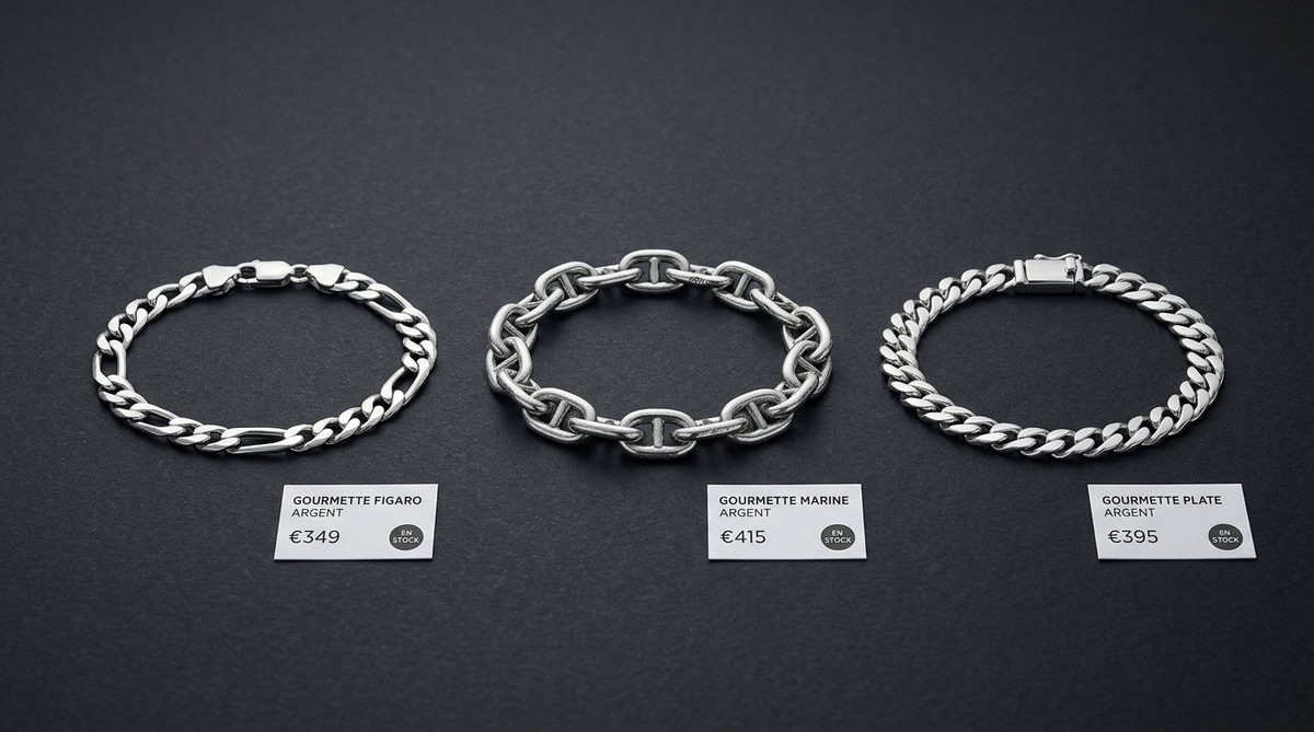 gourmette en argent pour homme — image 1